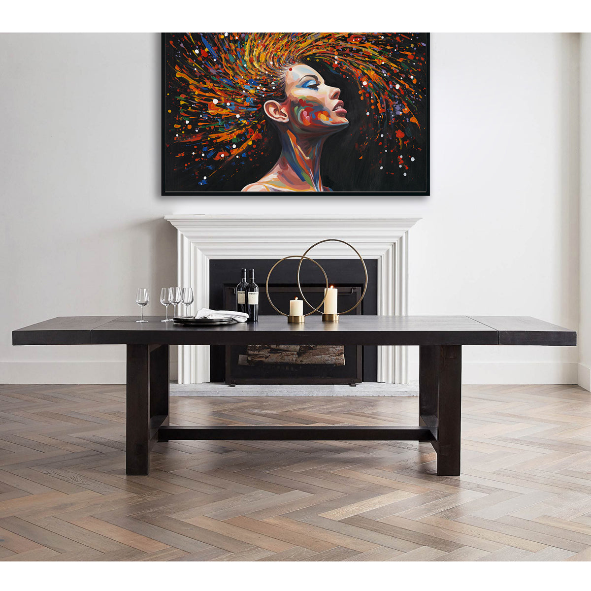 Handmade Abstract Portrait Painting Colorful Expression on Canvas