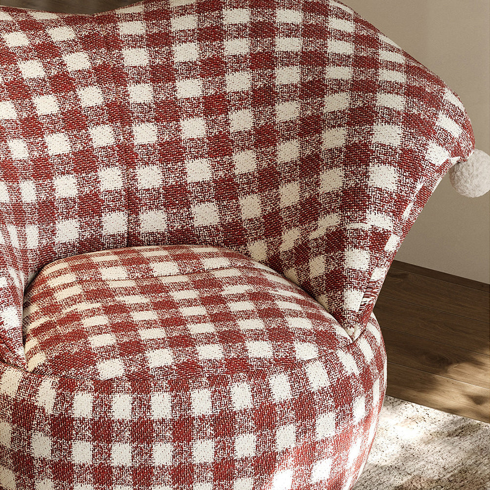 Curved Wingback Jester Style Swivel Chair with Soft Textile Upholstery