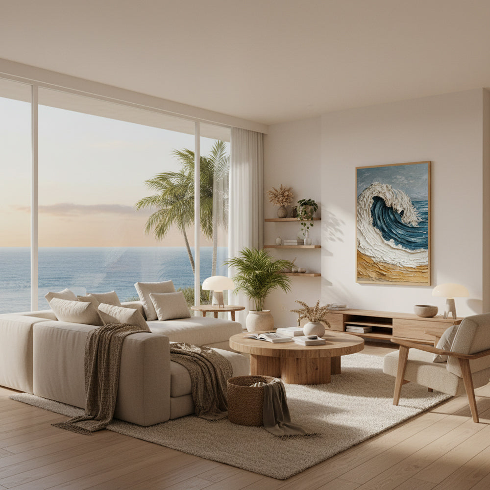 Rising Ocean Force | Modern Impasto Seascape Style Hand-Painted Oil Painting Wall Art