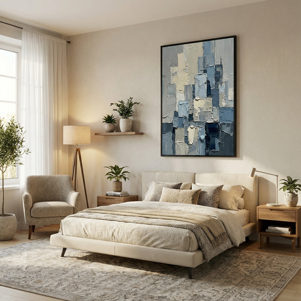 Silent Geometry — Contemporary Abstract Textured Hand-Painted Oil Painting Wall Art