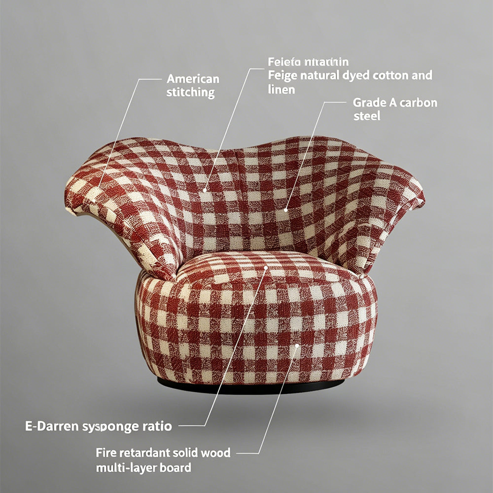 Curved Wingback Jester Style Swivel Chair with Soft Textile Upholstery