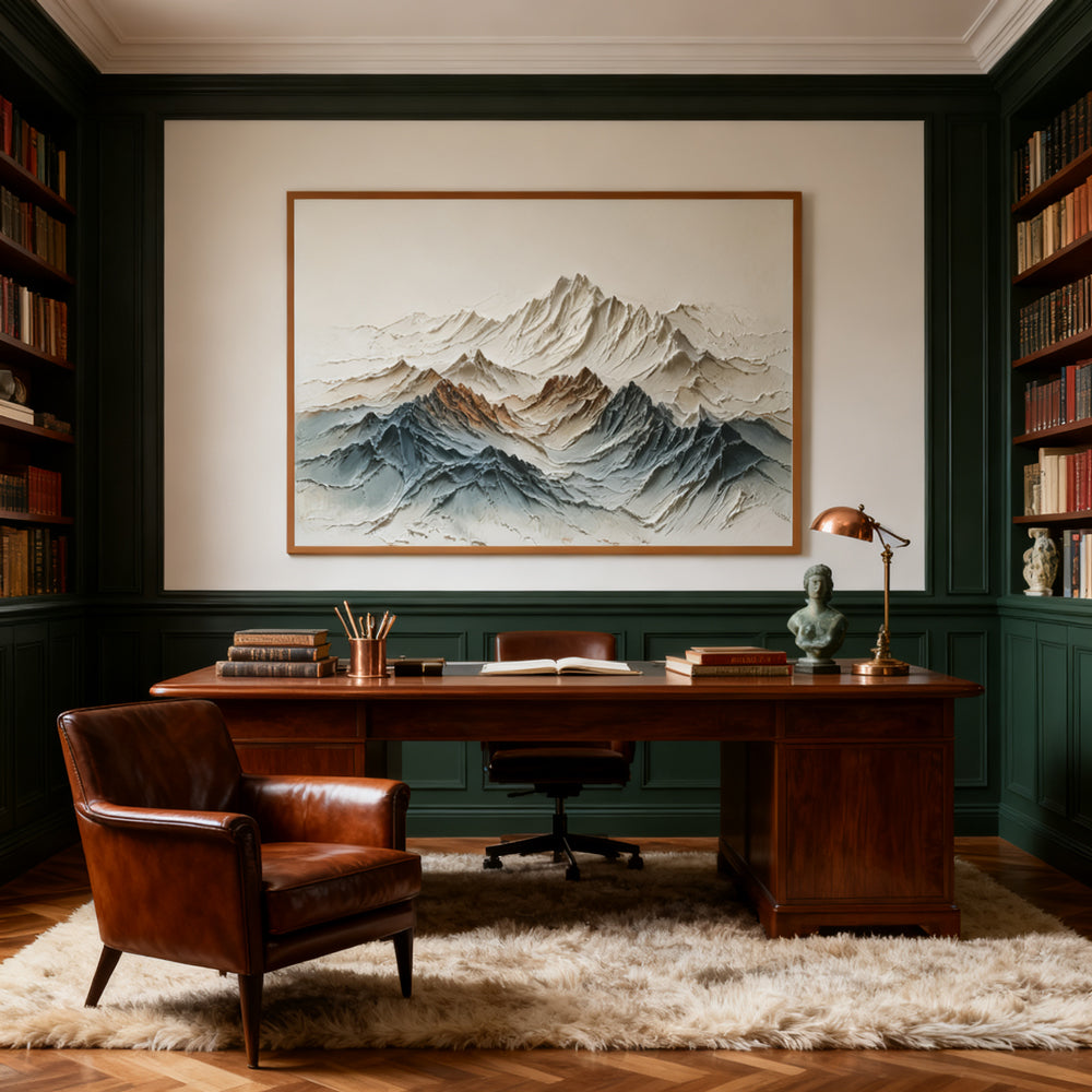 Layered Mountain Peaks – Textured Abstract Landscape Handmade Oil Painting Wall Art