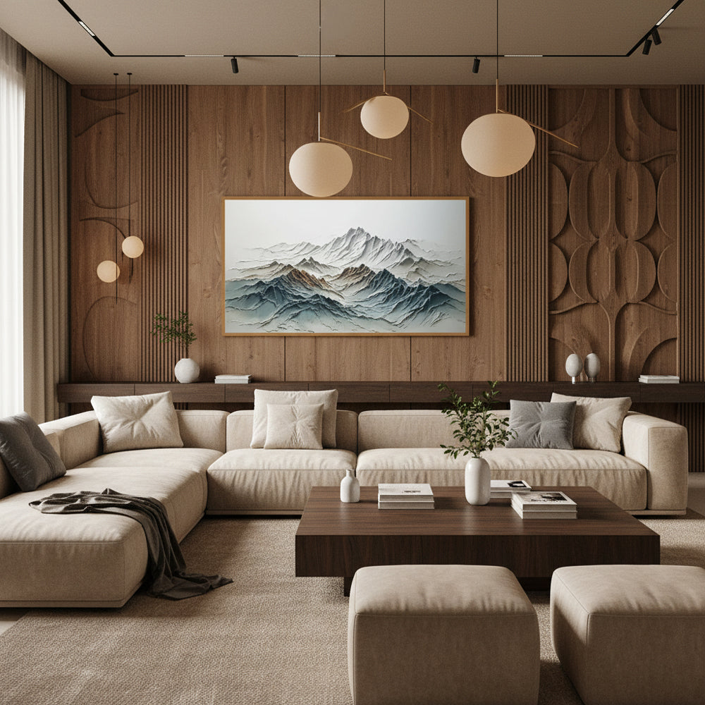 Layered Mountain Peaks – Textured Abstract Landscape Handmade Oil Painting Wall Art