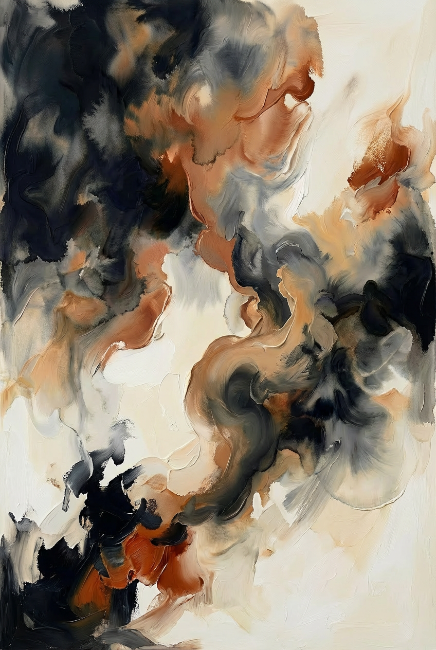 Silent Flow Harmony | Contemporary Abstract Fluid Style Hand-Painted Oil Painting Wall Art