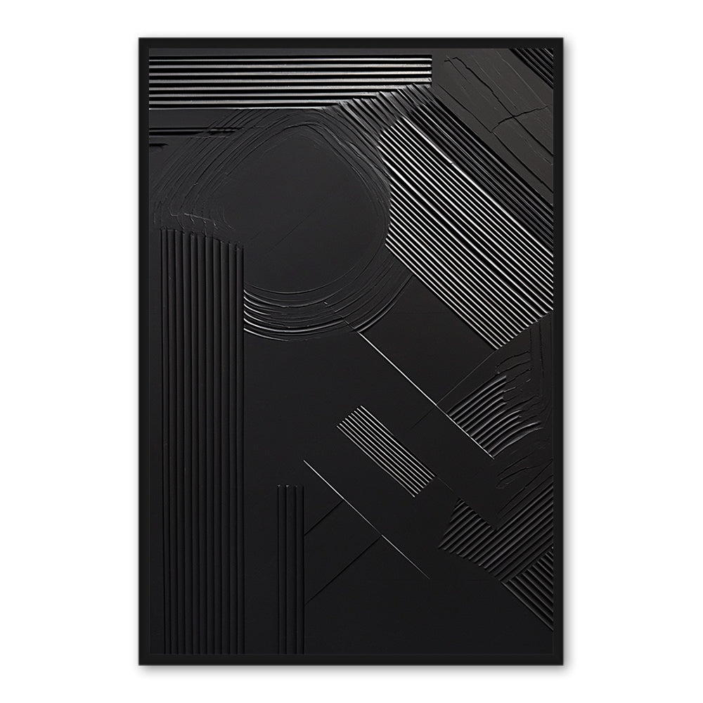 Geometric Rhythm Black | Minimalist Relief Texture | Modern Wall Art