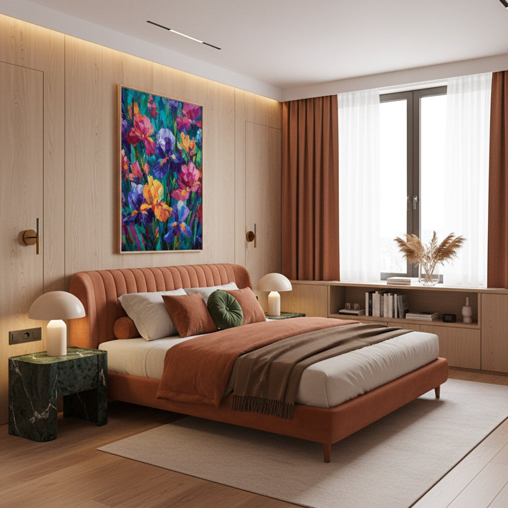 Symphony of Irises Colorful Impressionist Flower Canvas Handcrafted Painting