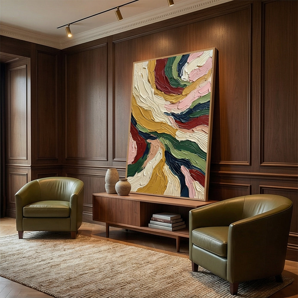 Earth Flow Symphony | Modern Abstract Texture Handmade Oil Painting Wall Art