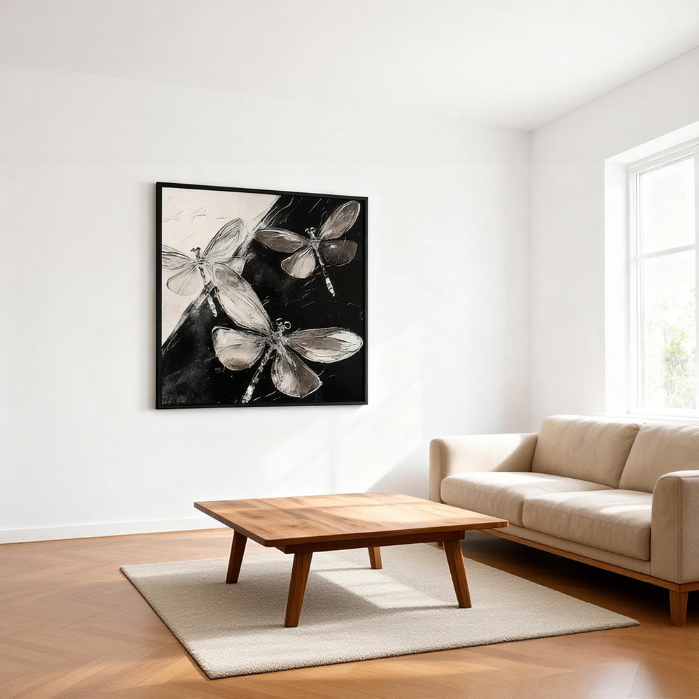 Dance of Shadows – Modern Minimalist Insect Theme Handmade Oil Painting Wall Art