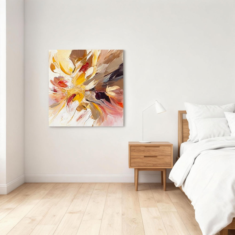 Radiant Bloom – Modern Abstract Floral Style Handmade Oil Painting Wall Art