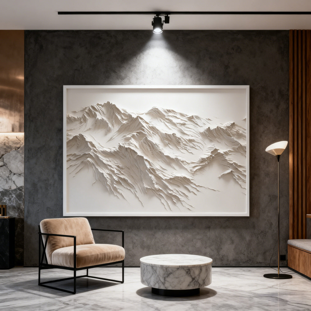 Mountain Landscape Paper Relief Art, 3D Wall Art, Handcrafted Mountain Design