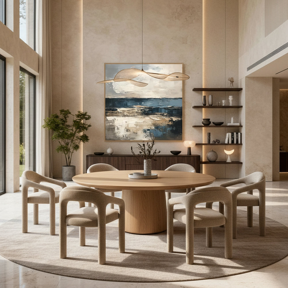 Coastal Horizon Theme Painting – Modern Abstract Style Handmade Oil Painting Wall Art