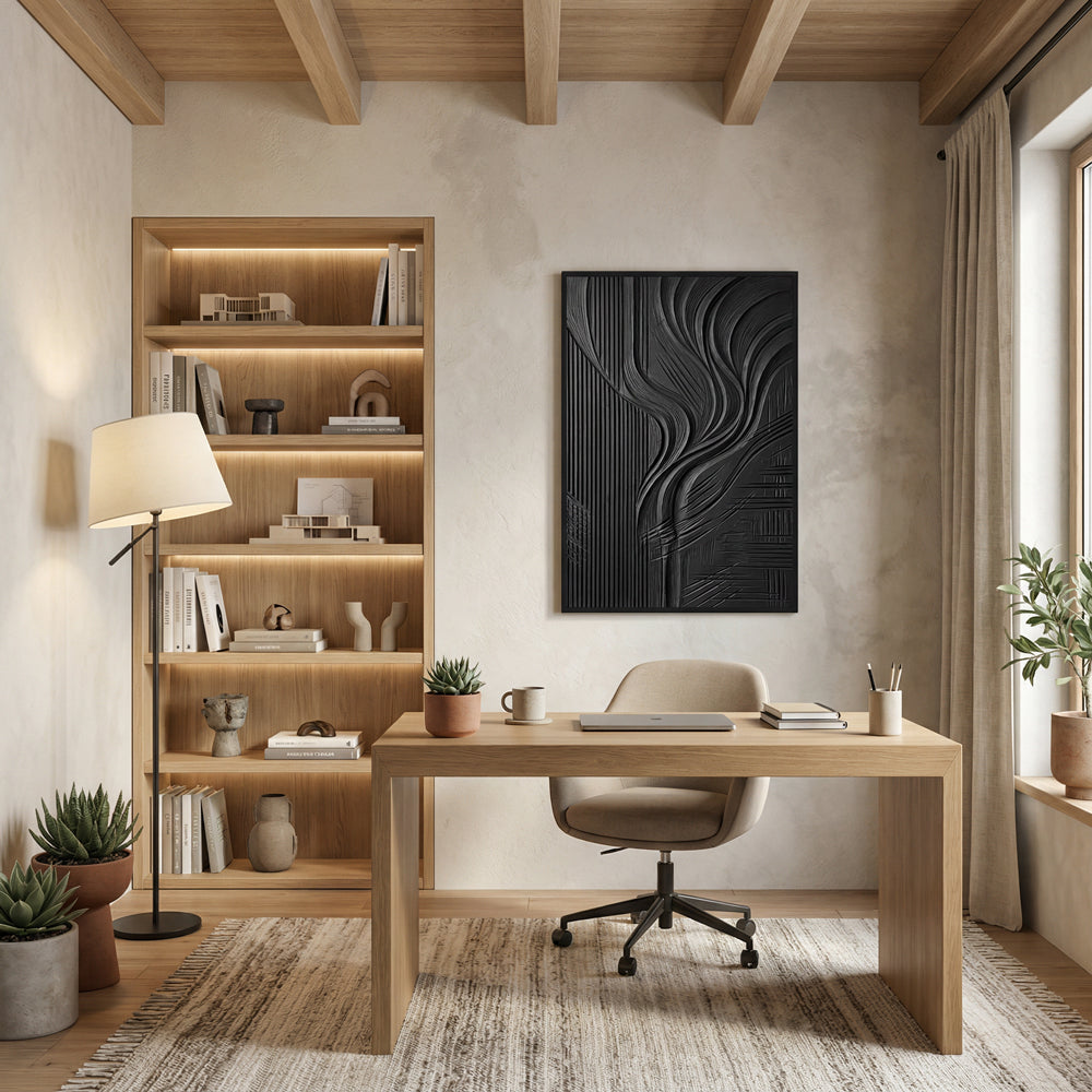 Silent Geometry – Contemporary Abstract Textured Hand-Painted Oil Painting Wall Art