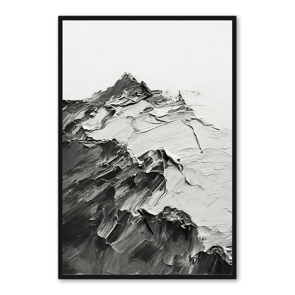 Mountain Peaks - Handcrafted Oil Painting, Abstract Landscape Wall Art