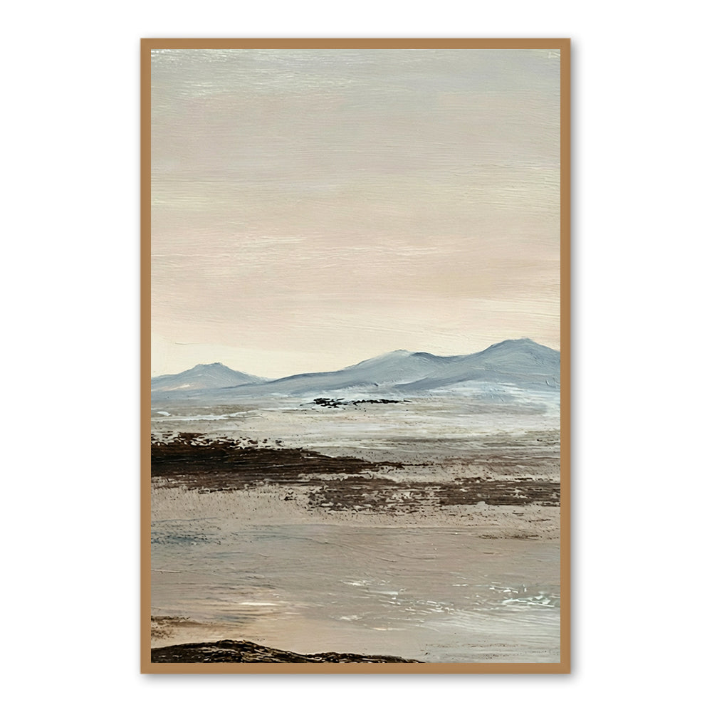 Serene Distant Mountains – Minimalist Landscape Style Handmade Painting Wall Art