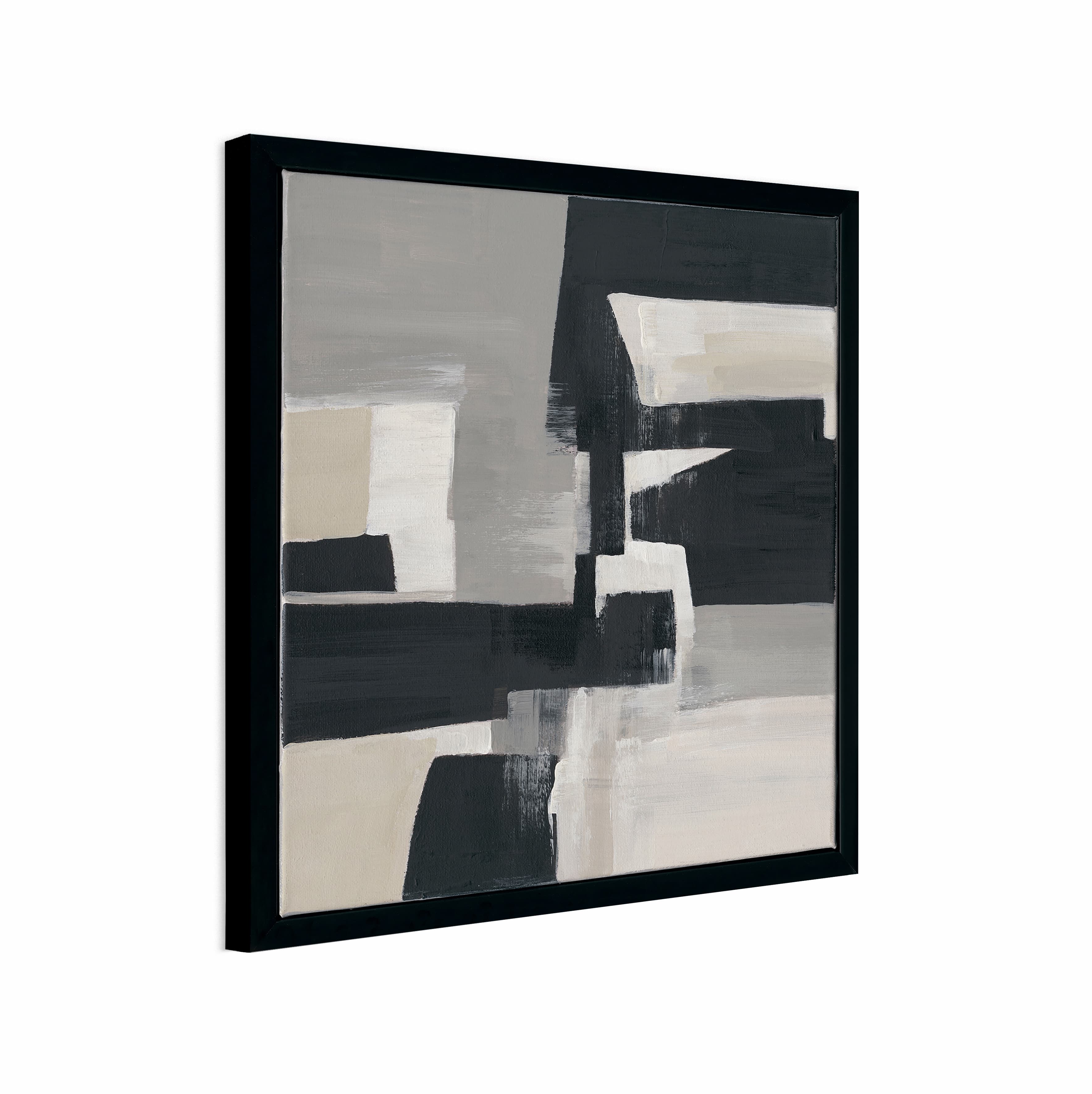 Original hand-painted minimalist abstract, calm tones and geometry creating an artistic ambience.