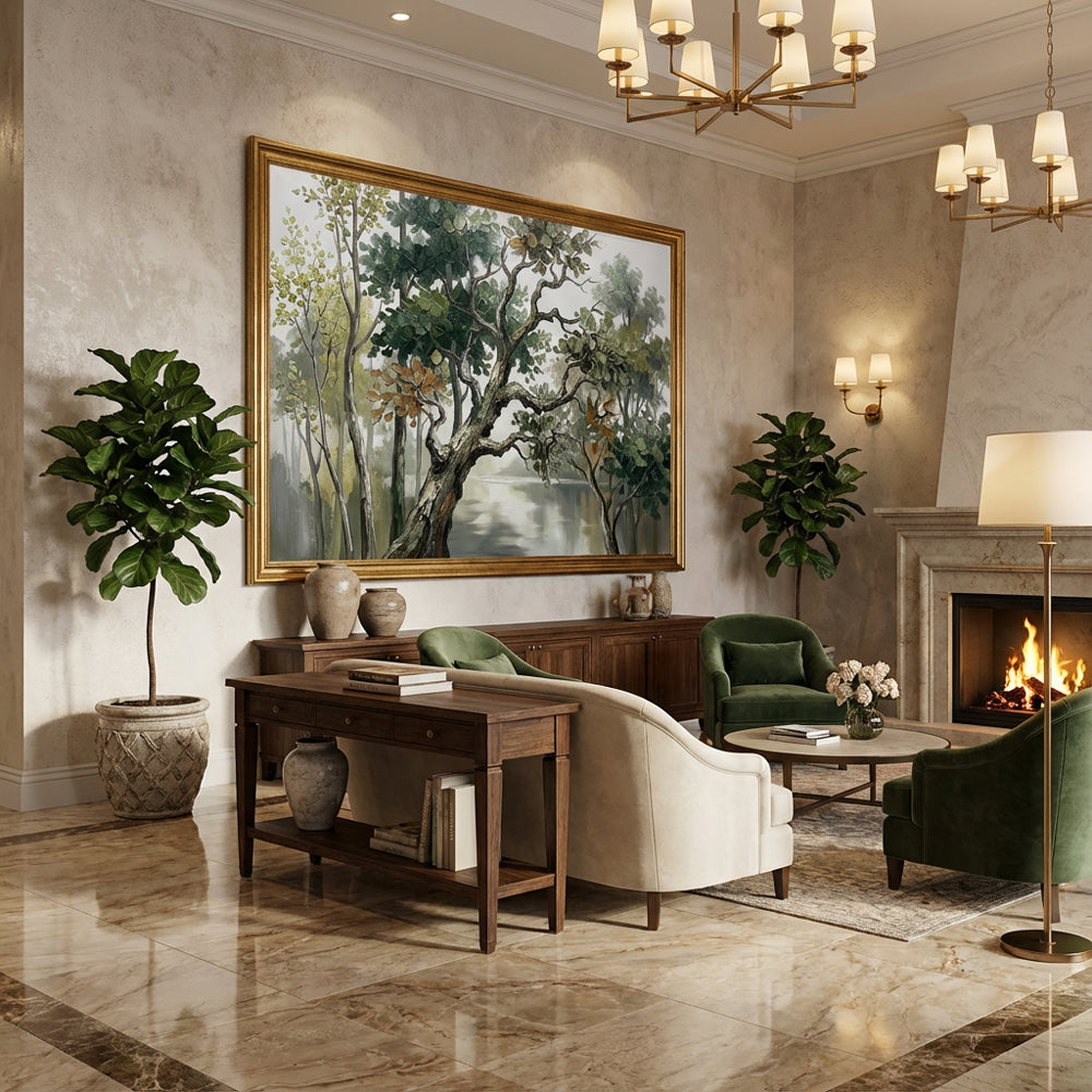 Forest Landscape Painting – Impressionist Palette Knife Style  Handcrafted Painting artwall