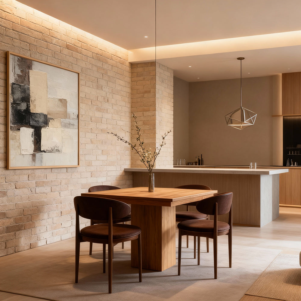 Silent Boundaries – Geometric Abstract Texture Painting, Handmade Oil Wall Art for Modern Minimalist Interiors