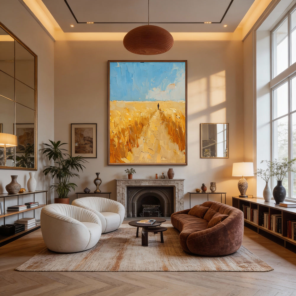 Path of Light – Impressionist Landscape Texture Painting, Handmade Oil Wall Art