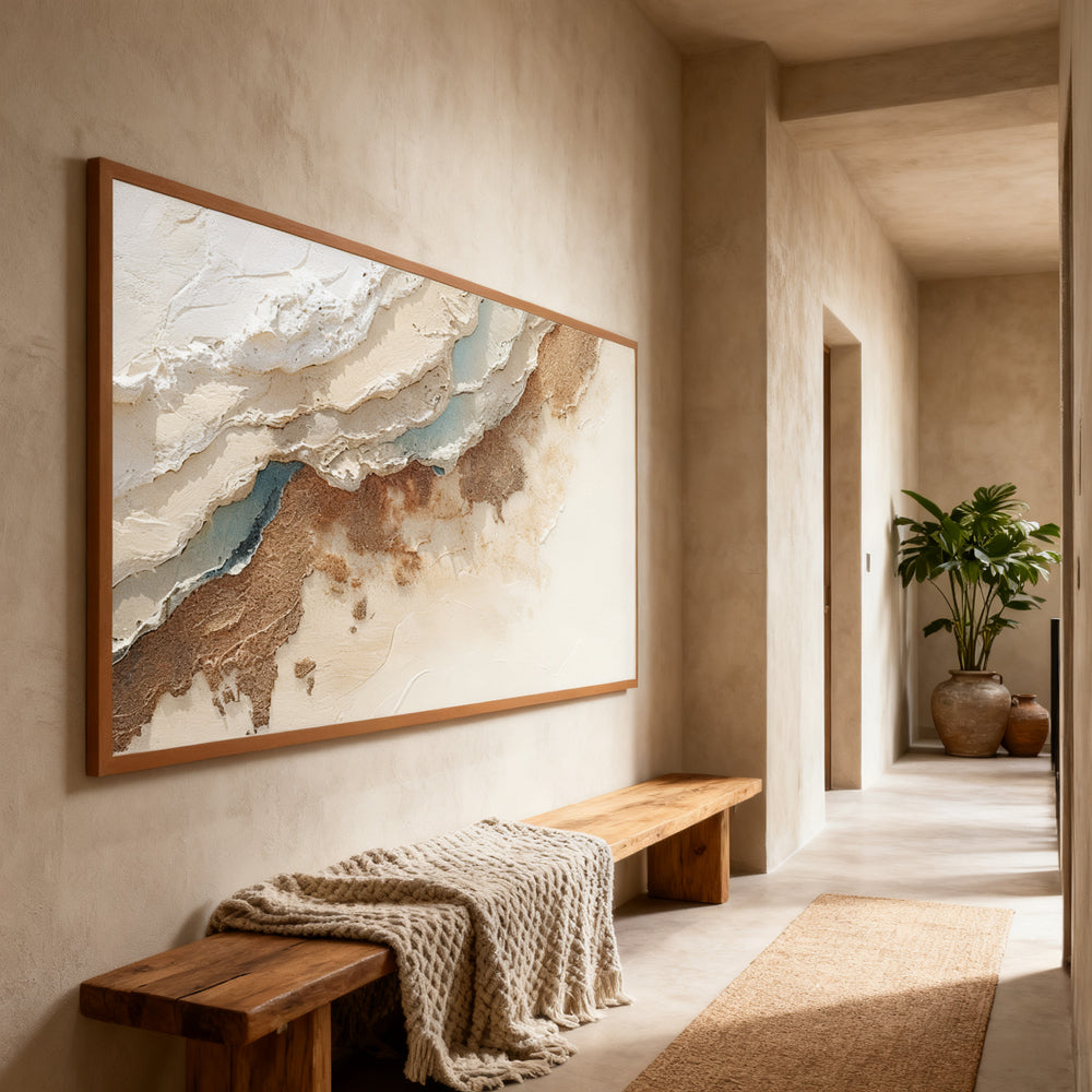 Ocean Crest Layers – Modern Abstract Textured Hand-Painted Oil Wall Art