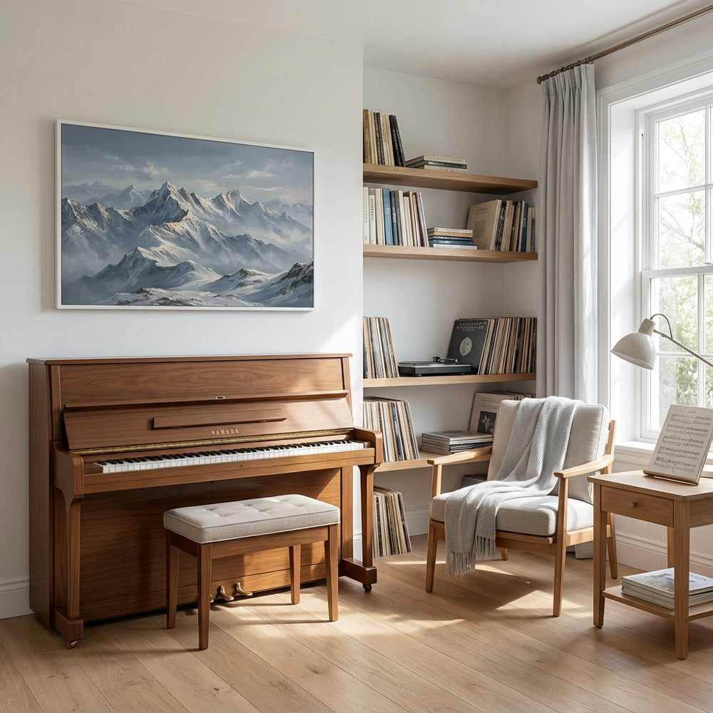 Echoes of the White Range – Realist Snow Mountain Landscape Oil-Style Artwork Handcrafted Painting