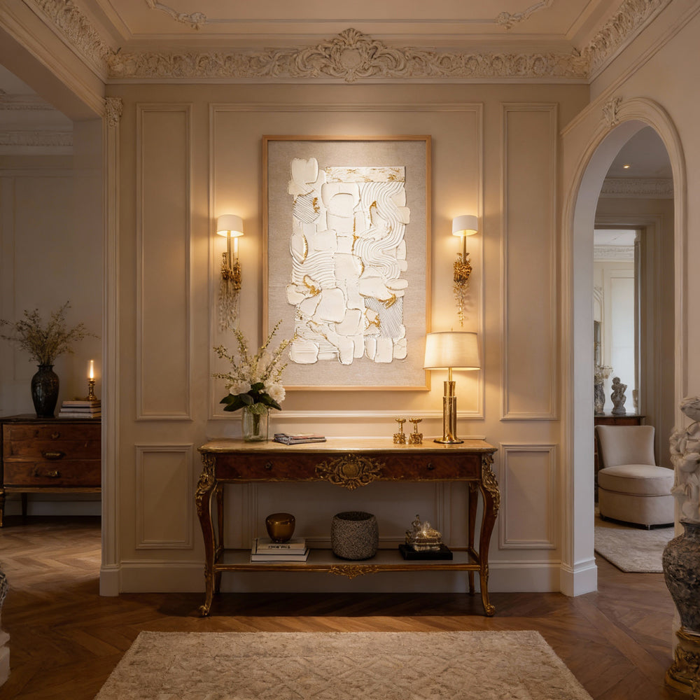 Arte original hecho a mano con rica textura, que abraza la belleza wabi-sabi en un minimalismo natural.