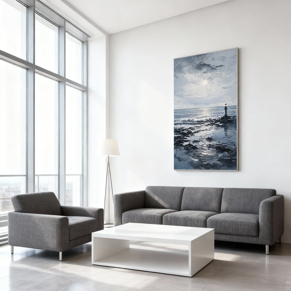Lighthouse Seascape Theme Painting – Impressionist Style