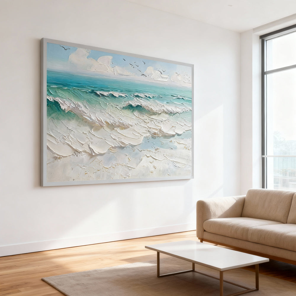 Ocean Breeze – Textured Seascape Handcrafted Oil Painting – Abstract Expressionist Style Wall Art