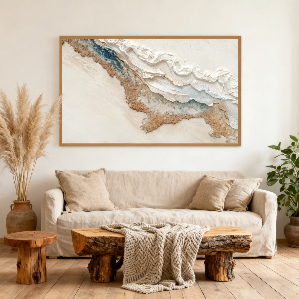 Coastal Drift Contours – Modern Abstract Textured Hand-Painted Oil Wall Art