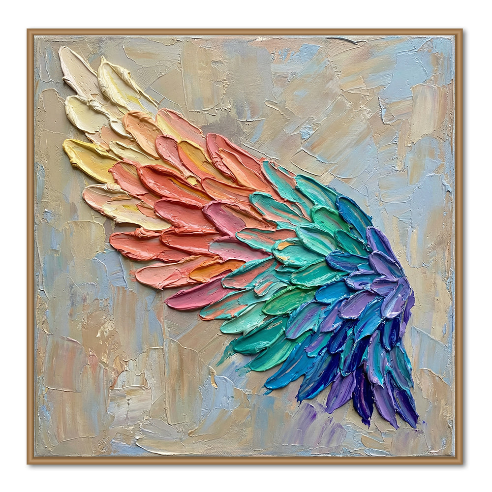 Chromatic Wing Flow | Modern Abstract Texture Style Handmade Oil Painting Wall Art