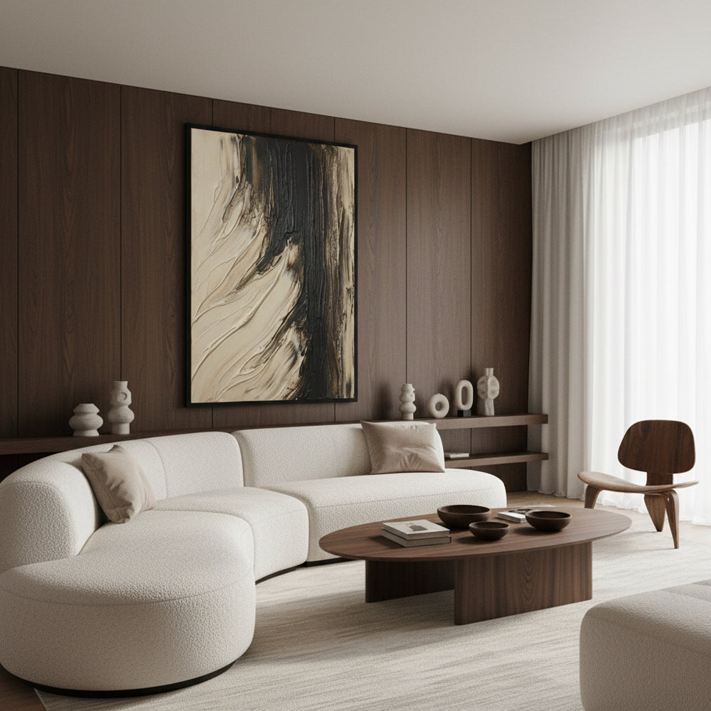 Earthbound Currents – Abstract Textured Organic Flow Oil-Style Artwork Handcrafted Oil Painting