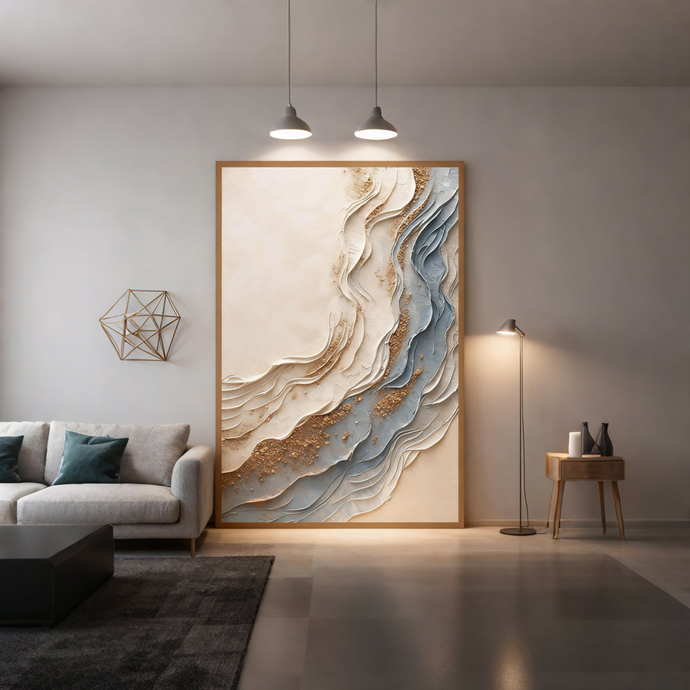 Serene Shoreline – Handcrafted Ocean Waves Painting