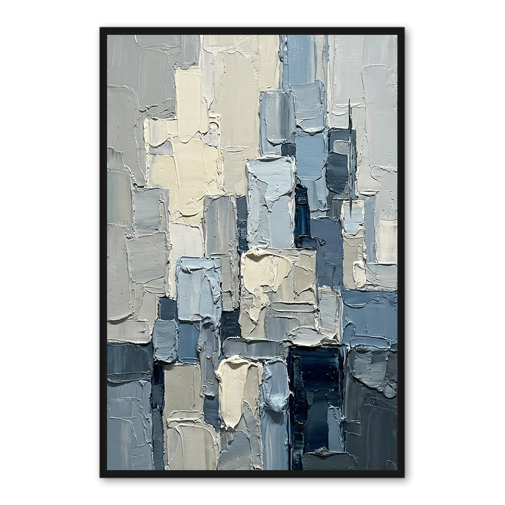 Silent Geometry — Contemporary Abstract Textured Hand-Painted Oil Painting Wall Art