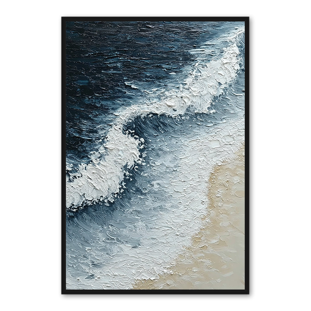 Shoreline Whisper | Modern Abstract Seascape Handmade Oil Painting Wall Art