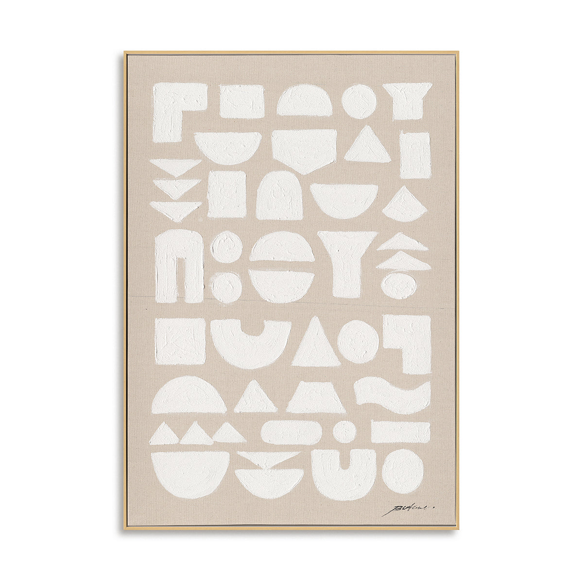 Original wabi-sabi wall art, merging geometric forms with texture, adding calm and depth to interiors