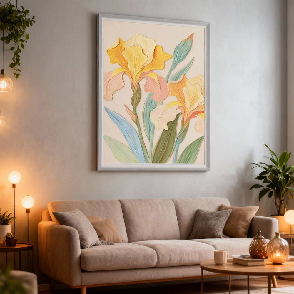 Summer Iris Garden - Impressionist Style Hand-Painted Oil Painting