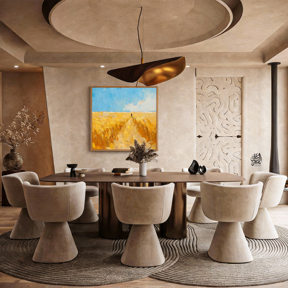 Path of Light – Impressionist Landscape Texture Painting, Handmade Oil Wall Art-square canvas