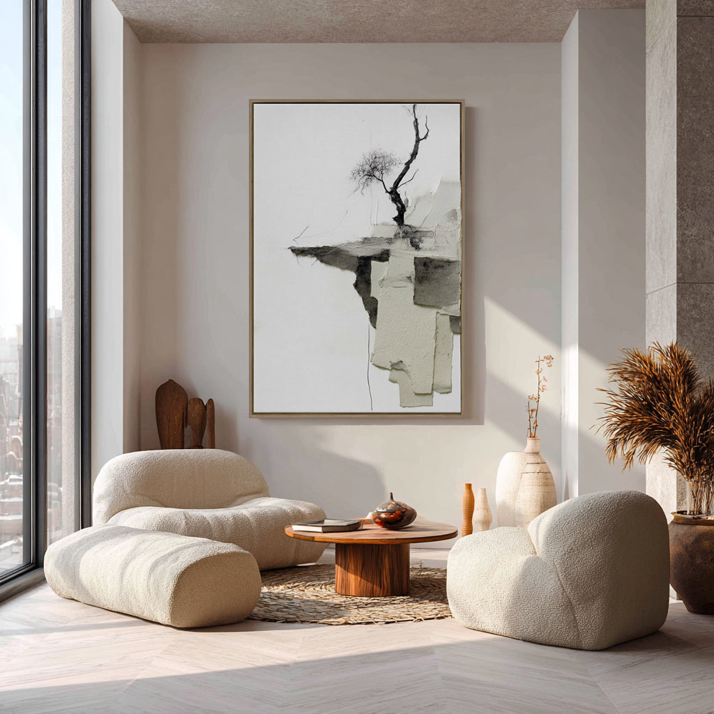 Echoes of Solitude A Handcrafted Reflection on Nature and Stillness Handcrafted Painting