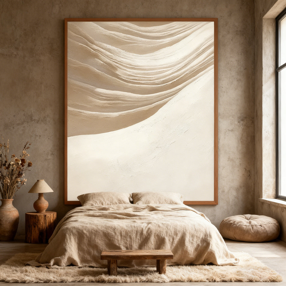 Desert Wave Serenity – Minimalist Style Handmade Oil Painting Wall Art