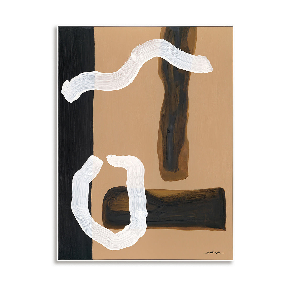 Organic forms meet geometric strength, blending natural warmth with abstract sophistication.