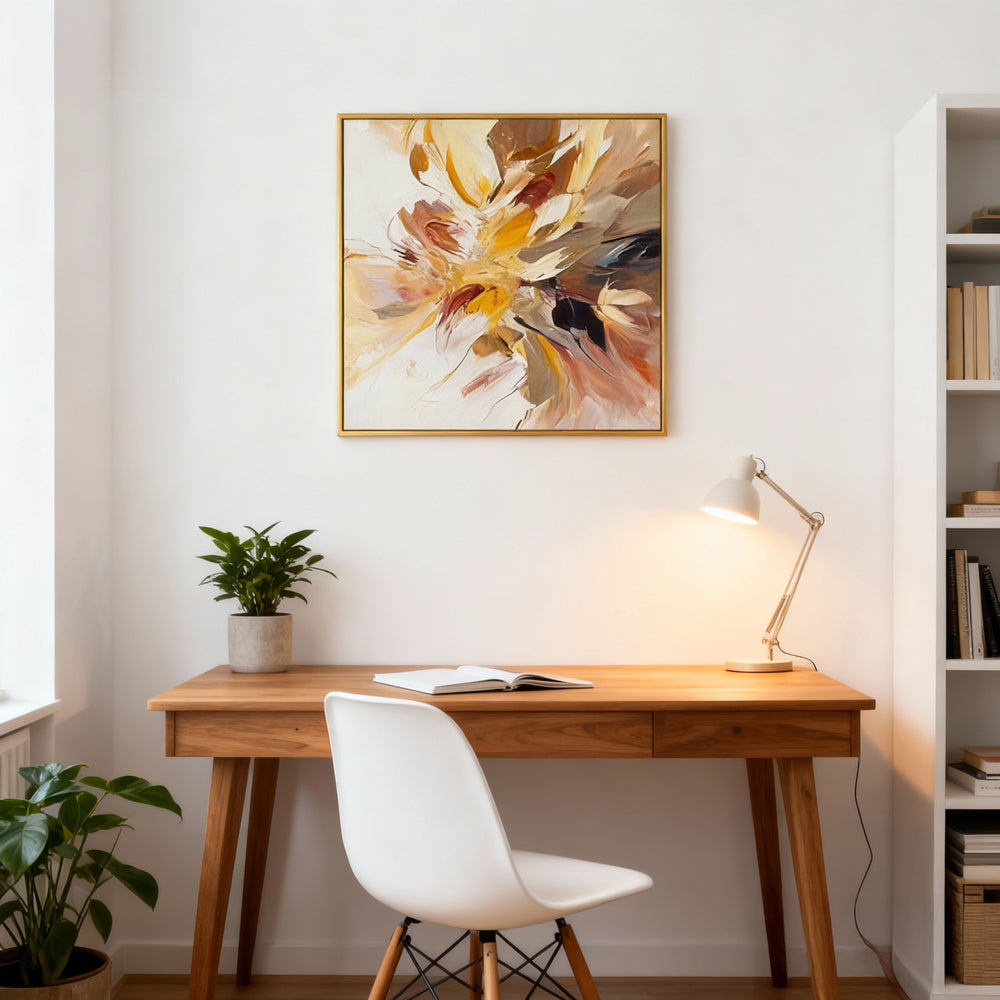 Radiant Bloom – Modern Abstract Floral Style Handmade Oil Painting Wall Art