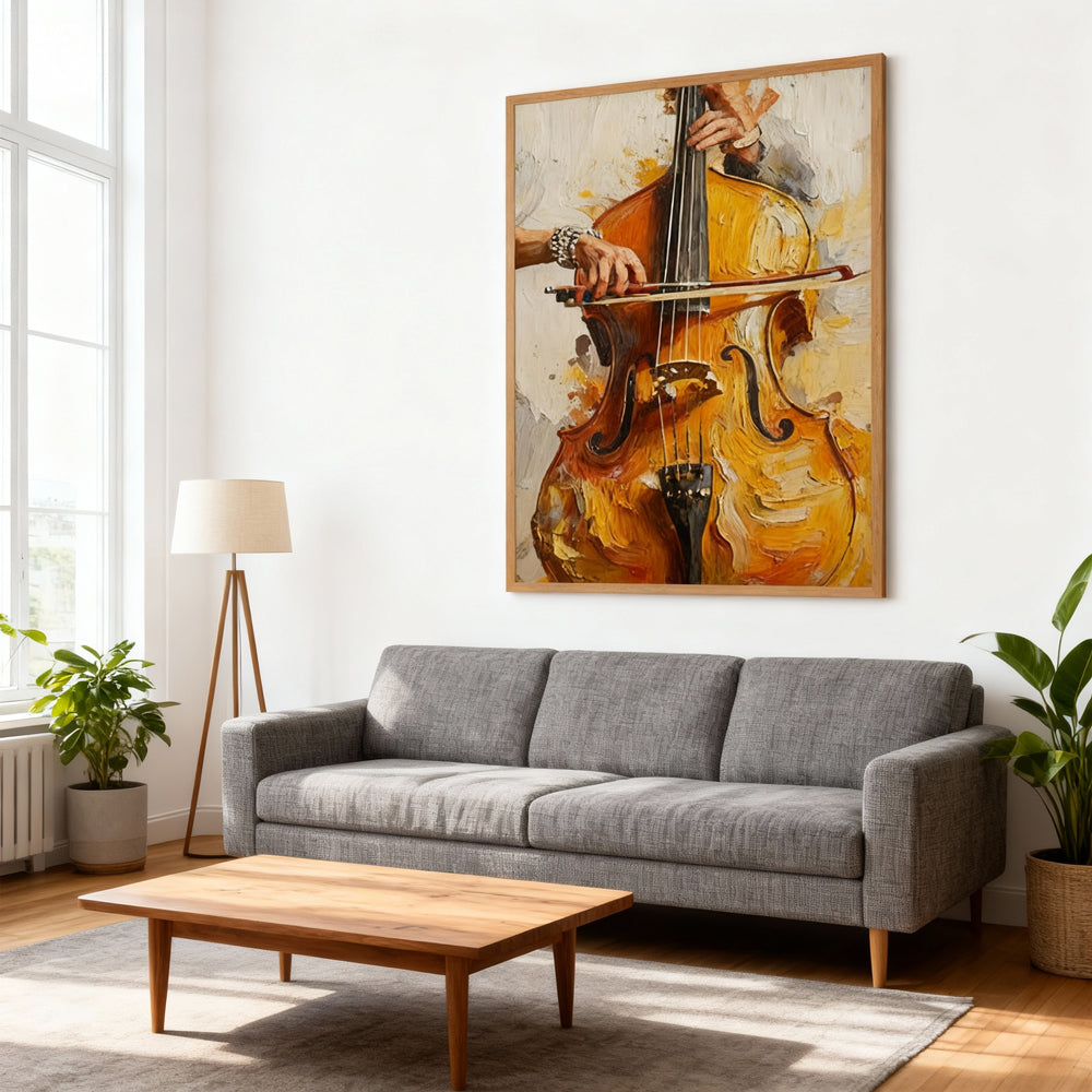 Rhythm of Strings – Impressionist Music Theme Handmade Oil Painting Wall Art