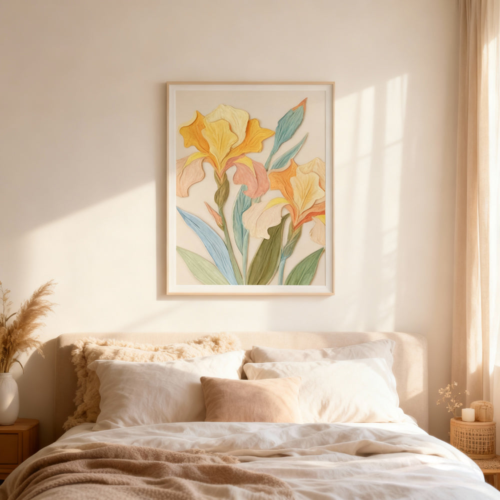 Summer Iris Garden - Impressionist Style Hand-Painted Oil Painting