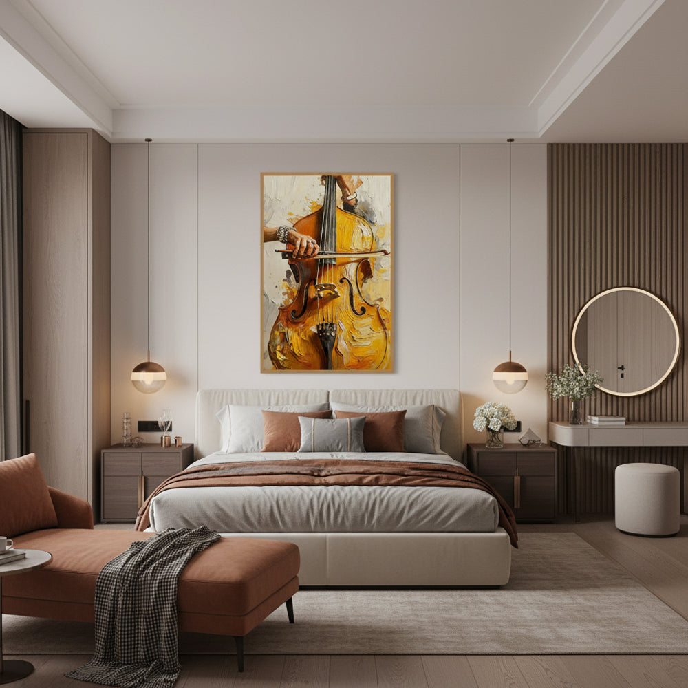 Rhythm of Strings – Impressionist Music Theme Handmade Oil Painting Wall Art