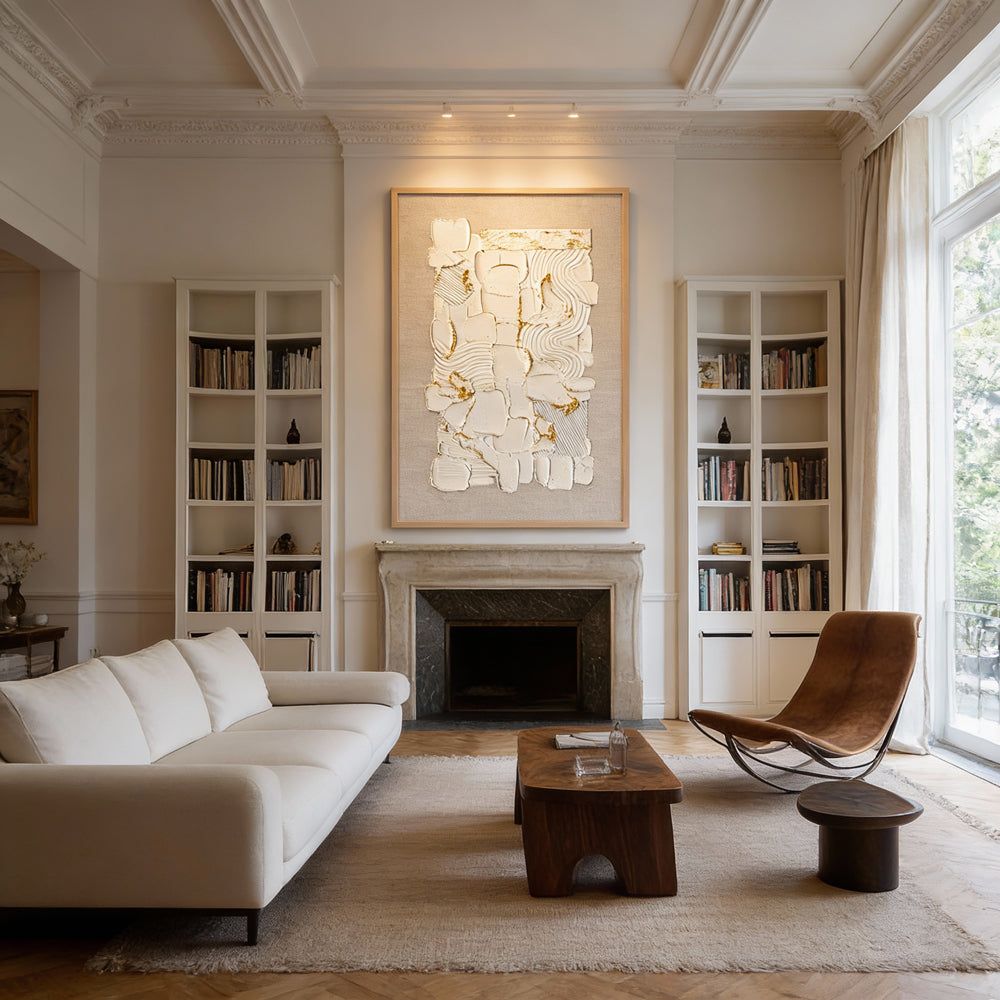 Original handmade art with rich texture, embracing wabi-sabi beauty in natural minimalism.