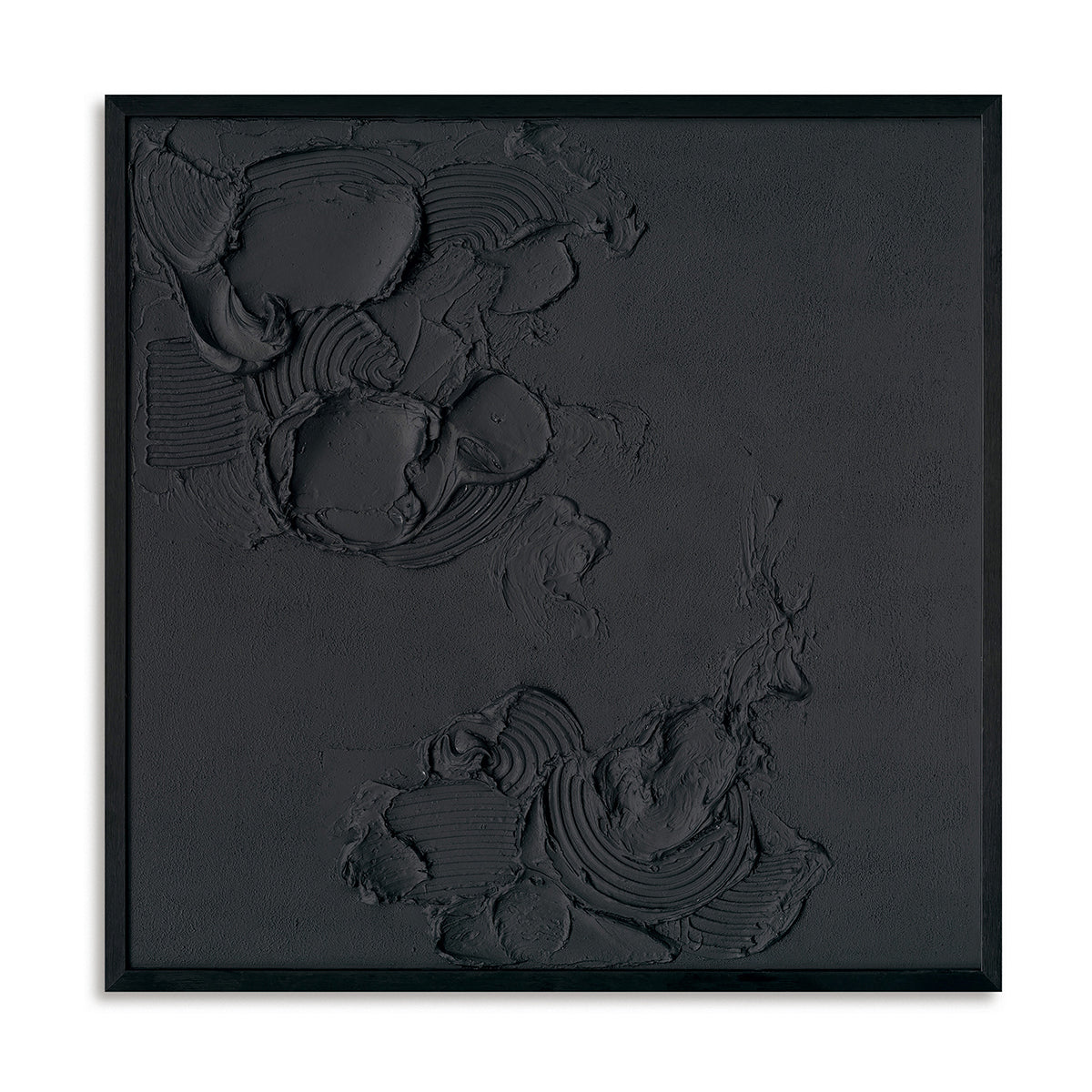 Handmade Modern Abstract Painting – Bold Black Textured Wall Art