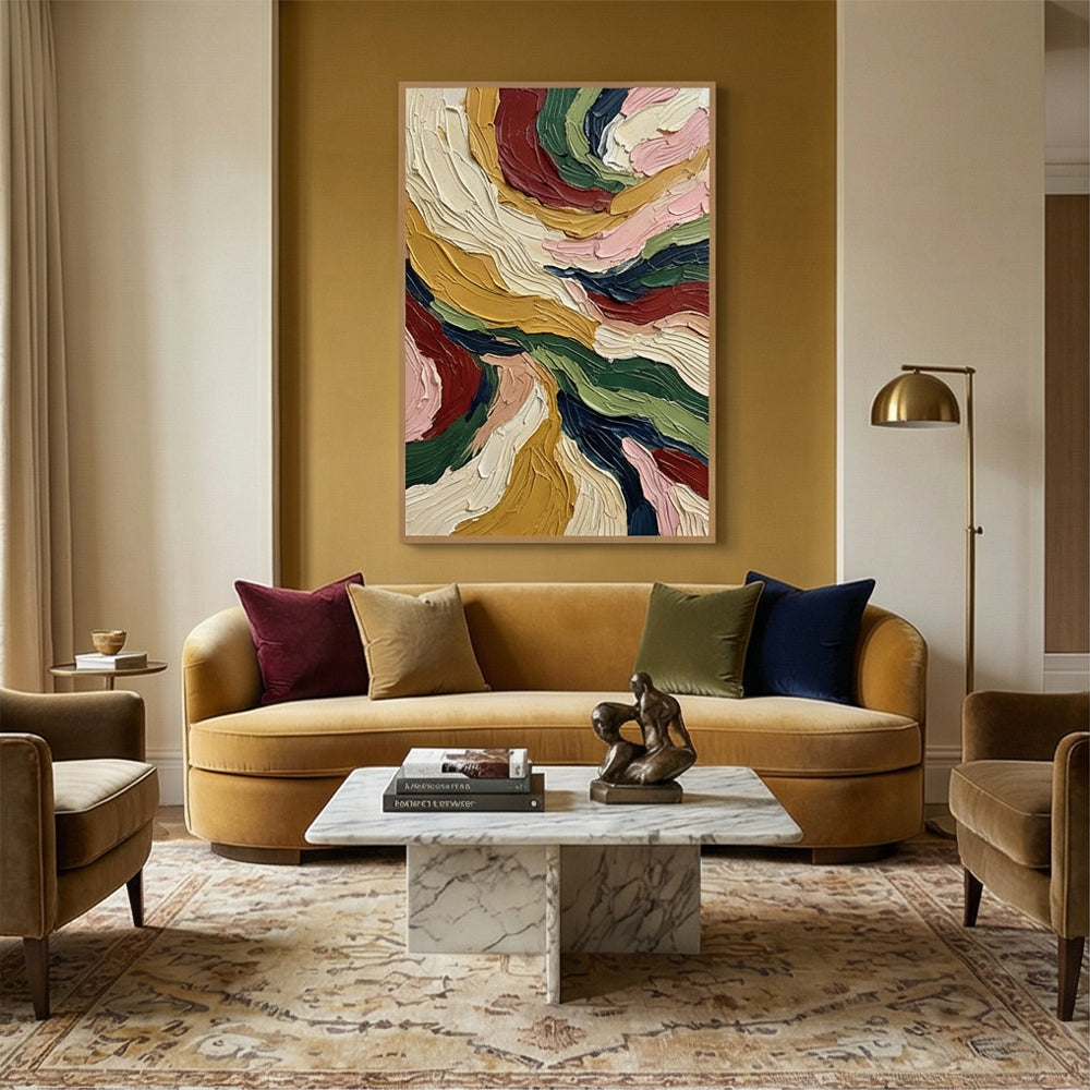 Earth Flow Symphony | Modern Abstract Texture Handmade Oil Painting Wall Art