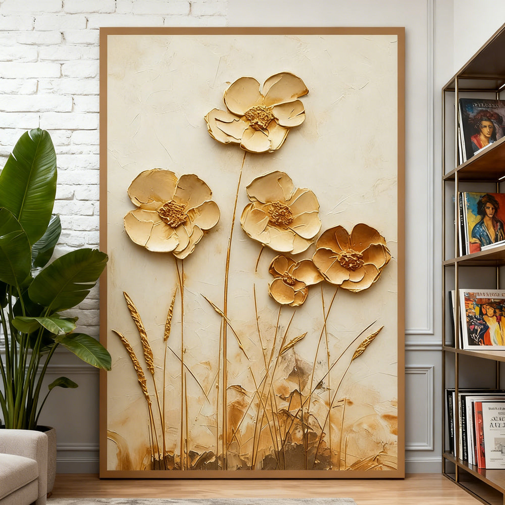 Golden Blossoms – Handcrafted Oil Painting