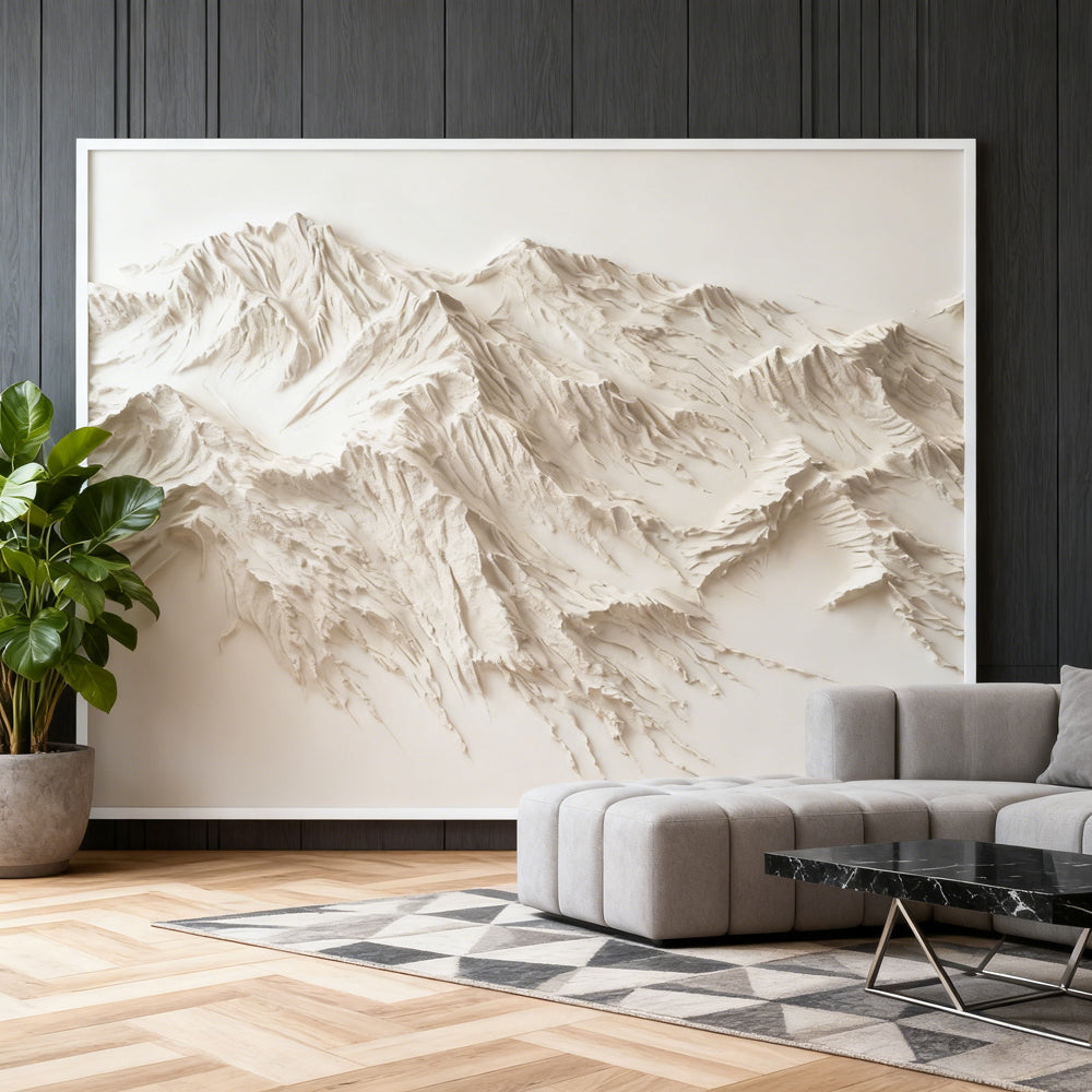 Mountain Landscape Paper Relief Art, 3D Wall Art, Handcrafted Mountain Design
