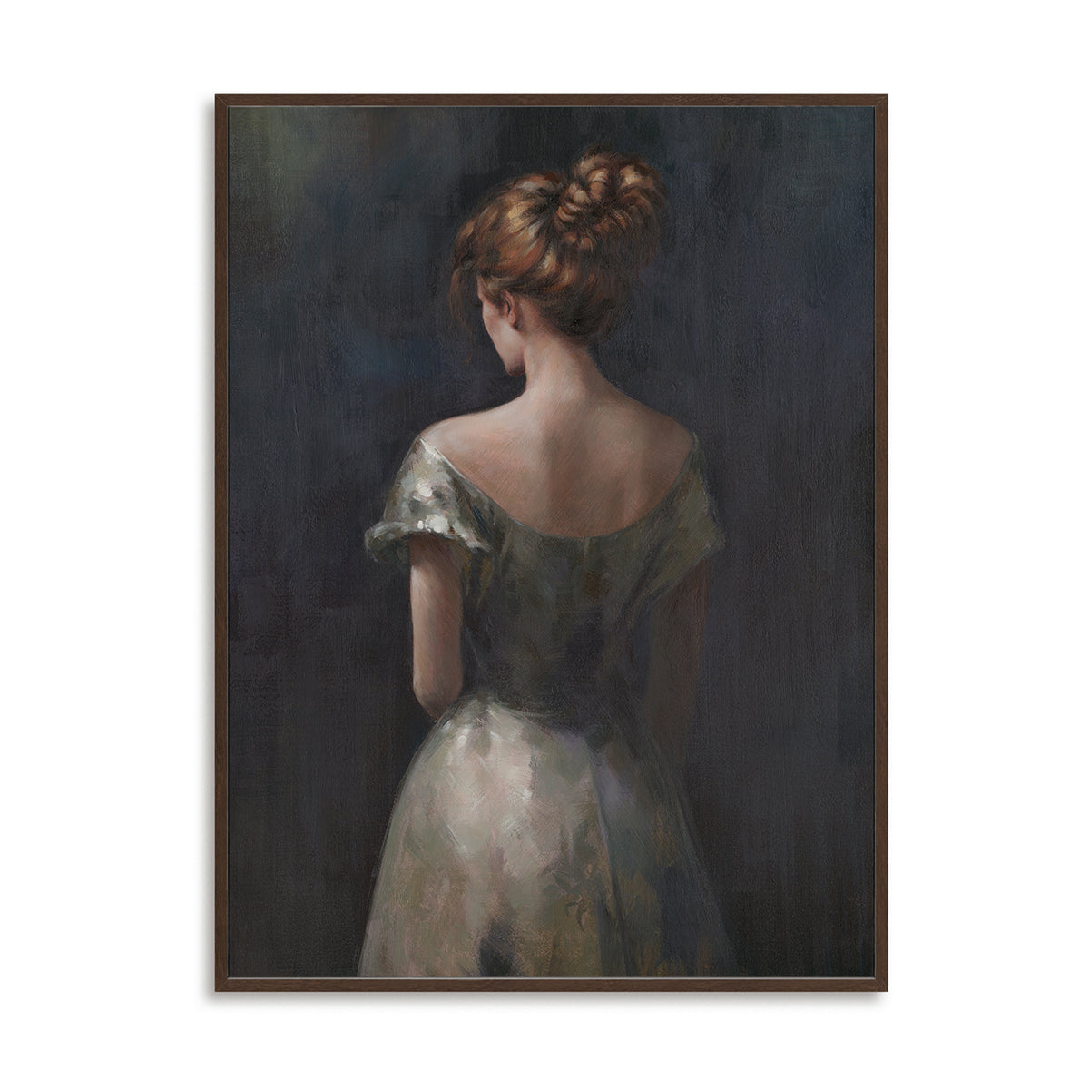 Handmade Realistic Portrait Painting Elegant Woman in Evening Dress