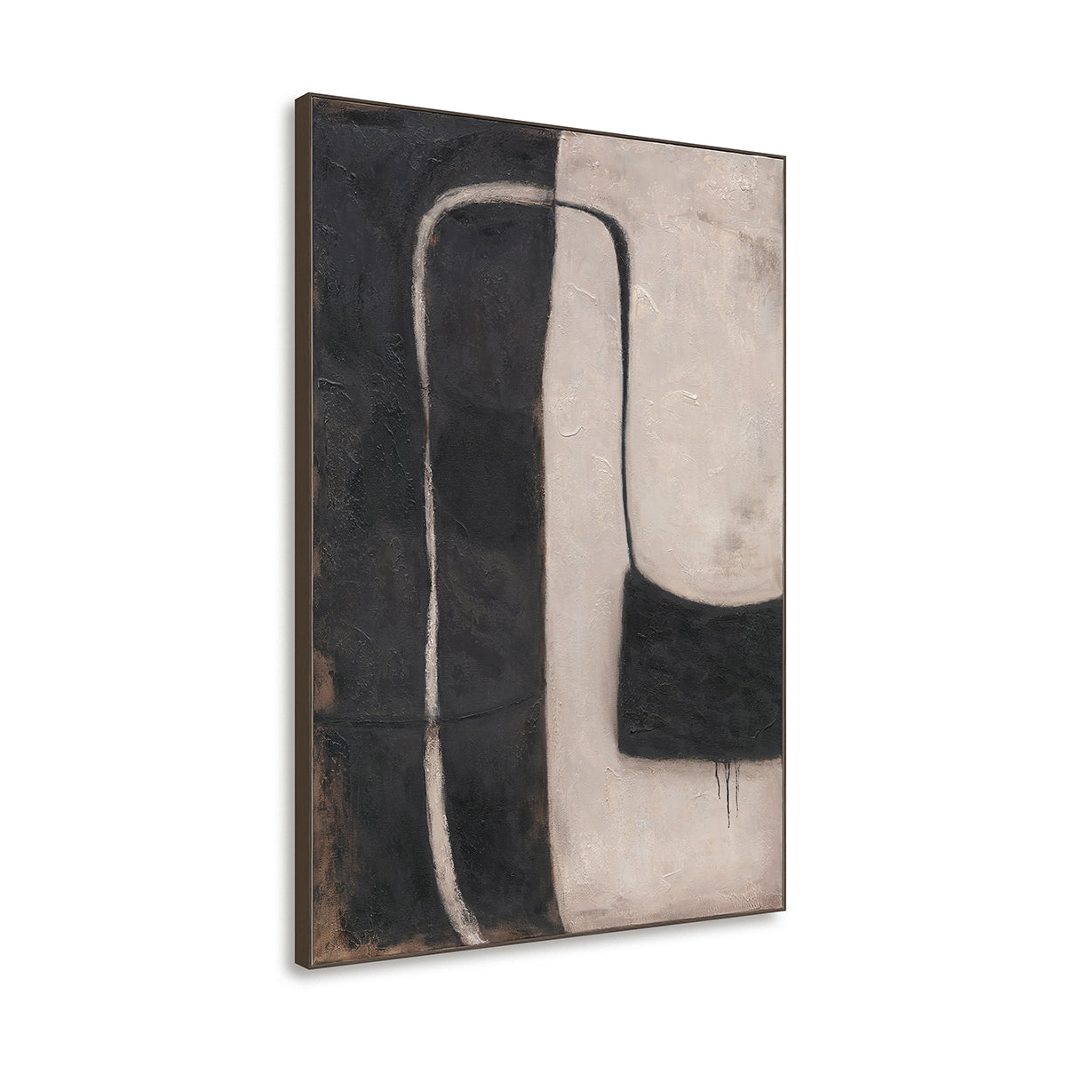 Monochrome Balance Hand-Painted Abstract Canvas Wall Art